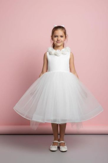 صورة فستان سهرة أطلالة ملكية بلمسات اللؤلؤ والدانتيل